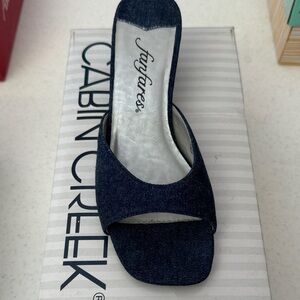 Women's Denim Open-Toe Heels